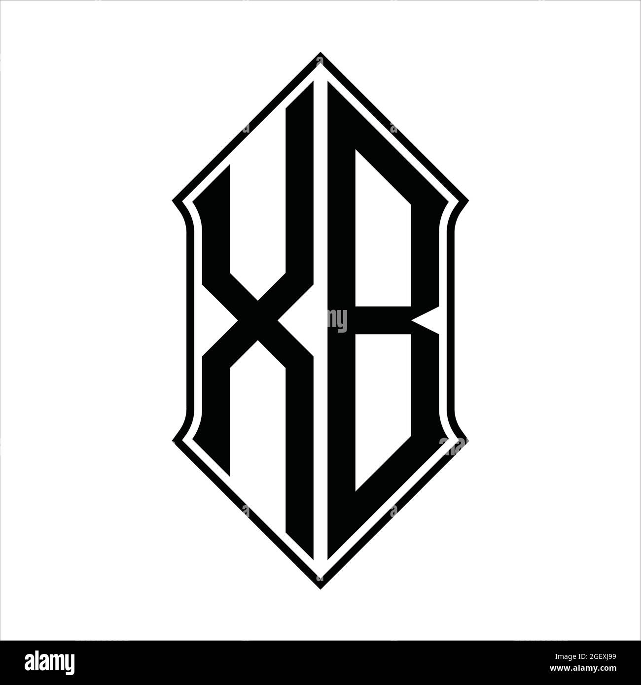 XB Logo monogram with shieldshape and black outline design template