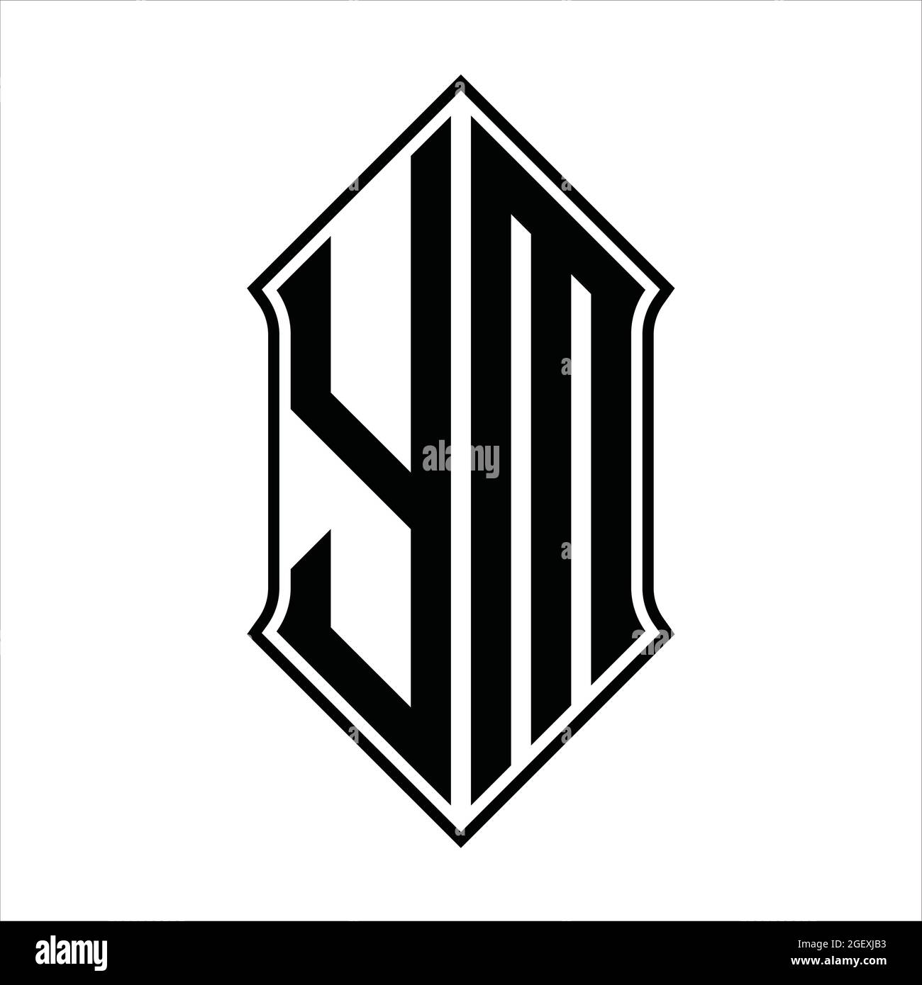 YM Logo monogram with shieldshape and black outline design template ...