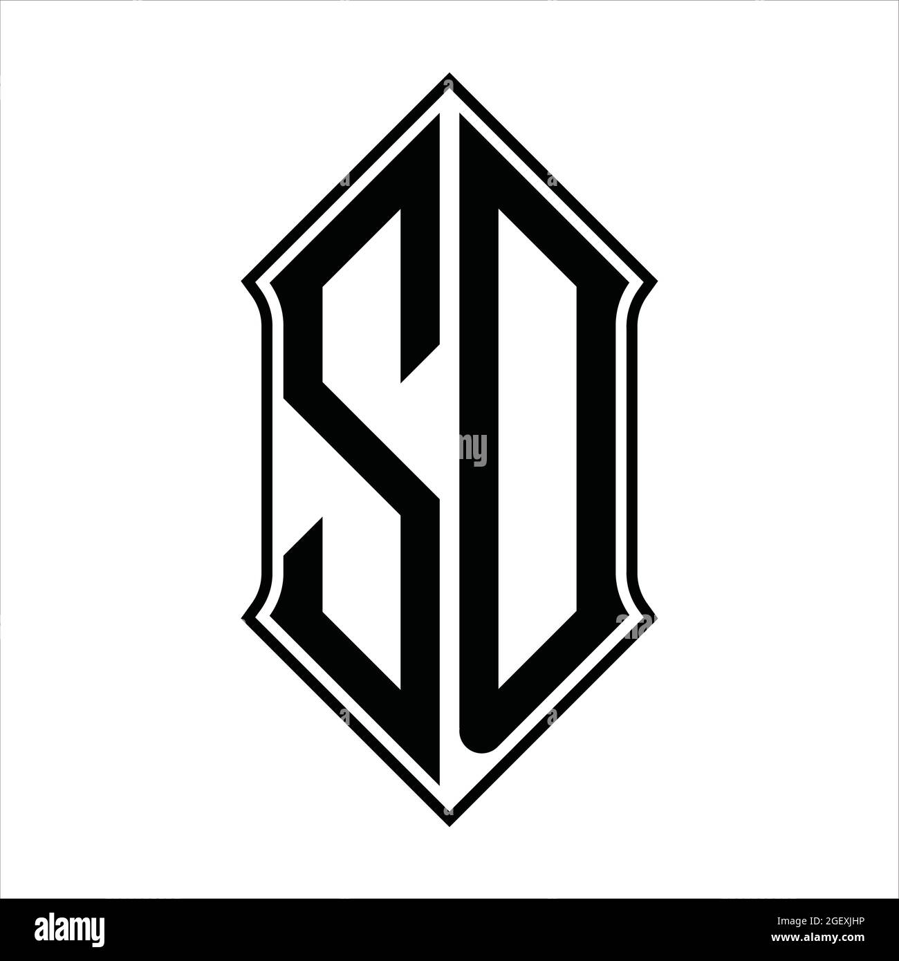 SD Logo monogram with shieldshape and black outline design template vector icon abstract Stock Vector