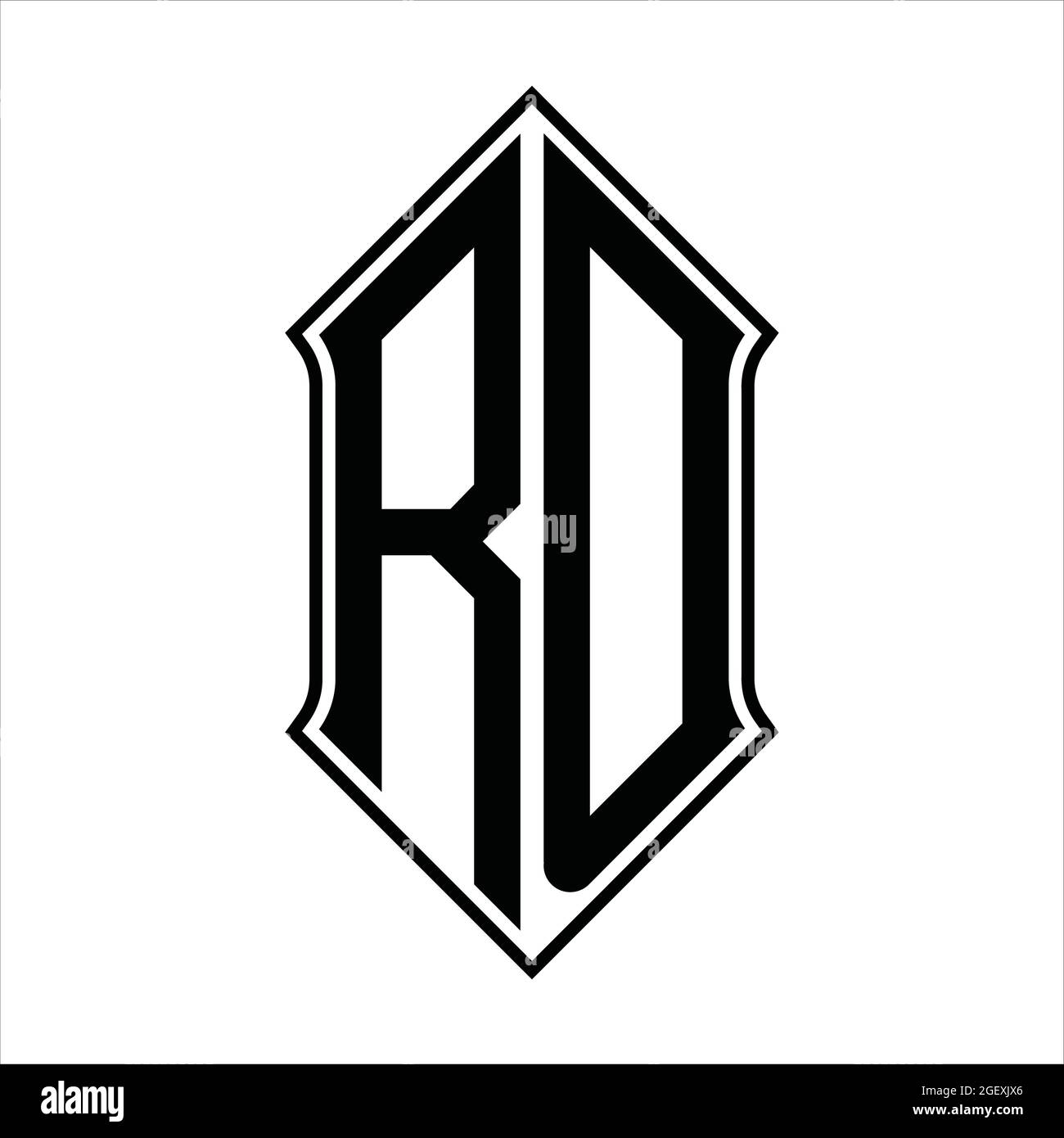 Rd Logo Monogram With Shieldshape And Black Outline Design Template