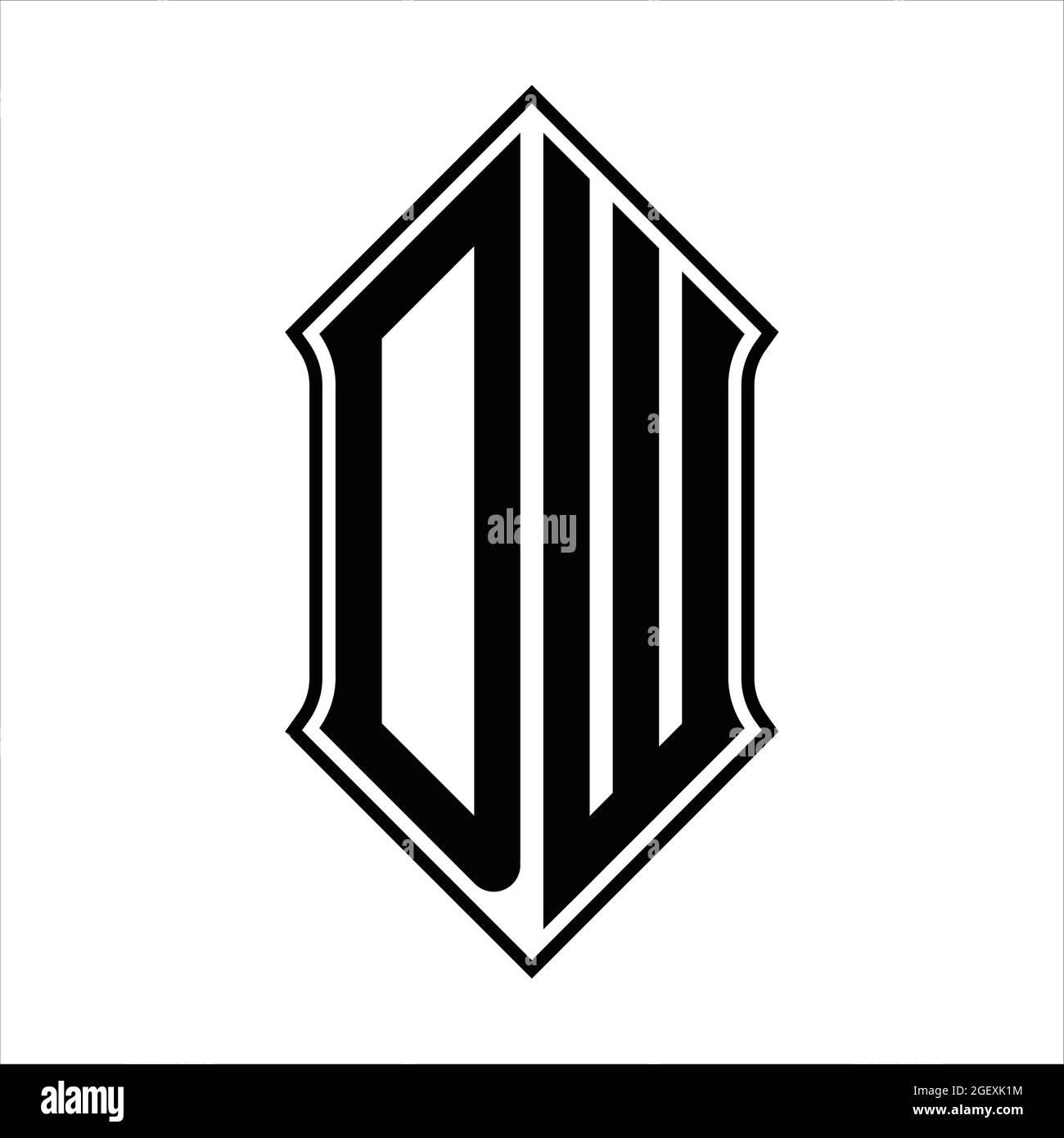 DW Logo monogram with shieldshape and black outline design template ...