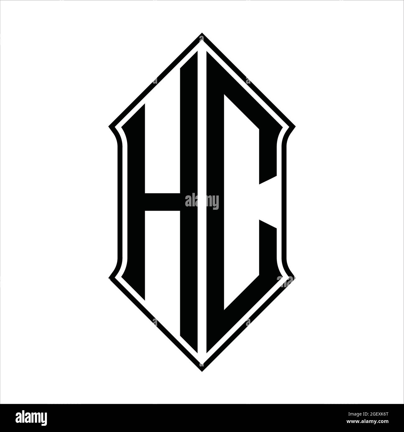 HC Logo monogram with shieldshape and black outline design template ...