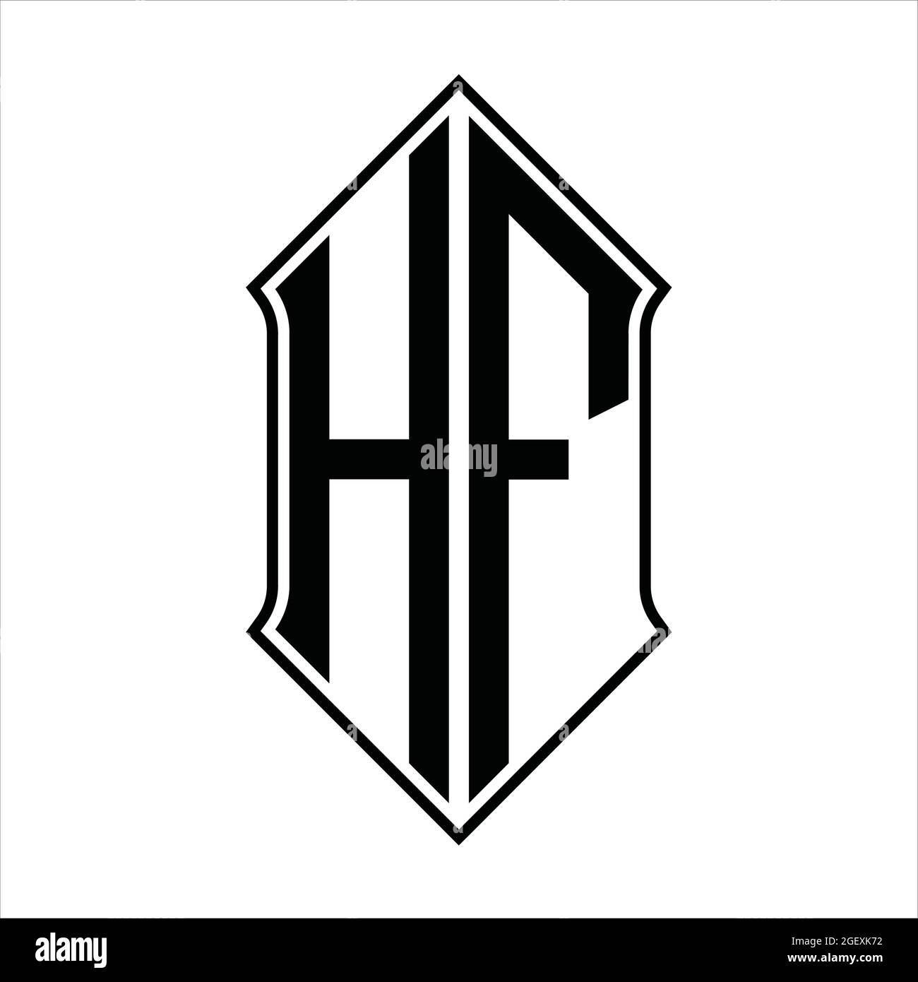 HF Logo monogram with shieldshape and black outline design template ...