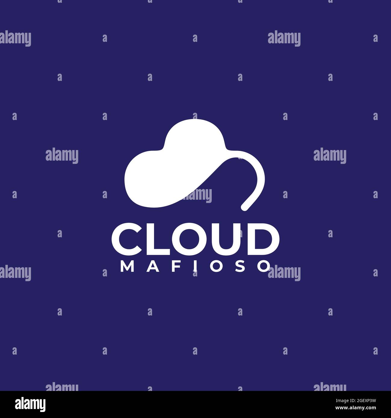White simple cloud, mafia hat vector logo design template Stock Vector