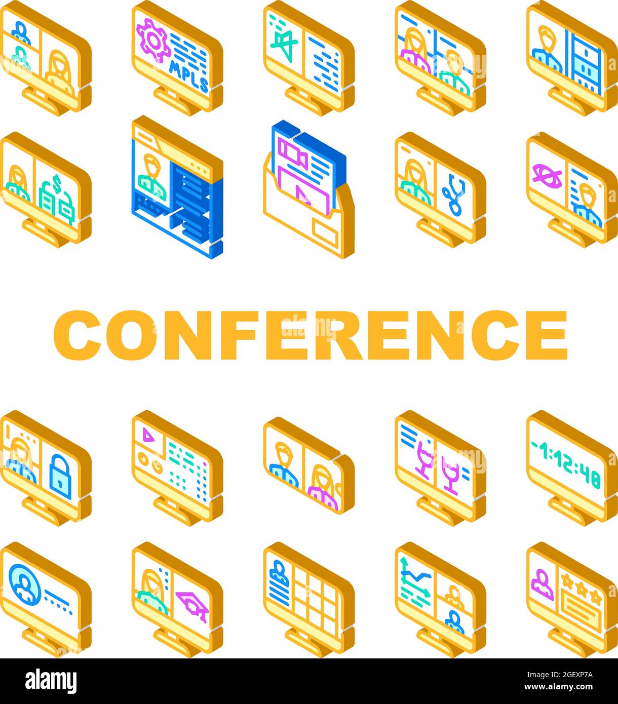 Participants home conference Stock Vector Images - Alamy