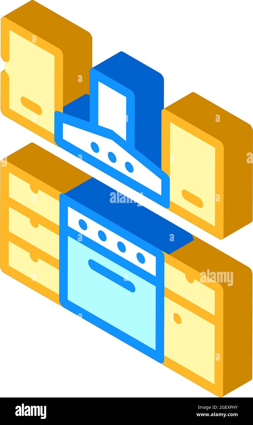 kitchen furniture isometric icon vector illustration Stock Vector Image ...
