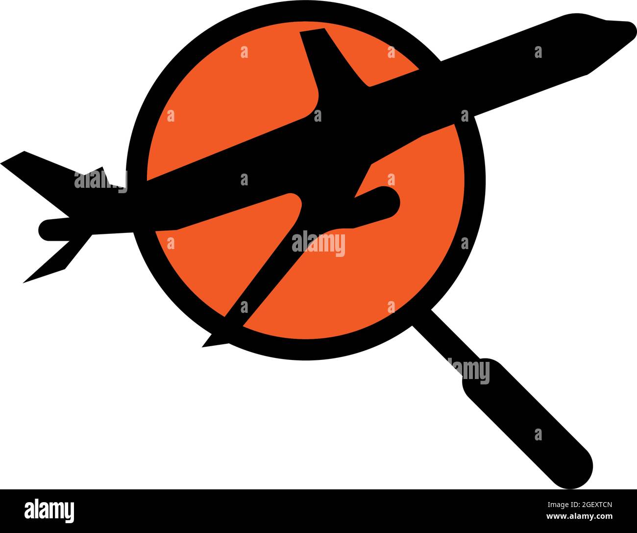 Vector illustration of an airplane and a magnifying glass, great for travel icons and logos, travel companies Stock Vector