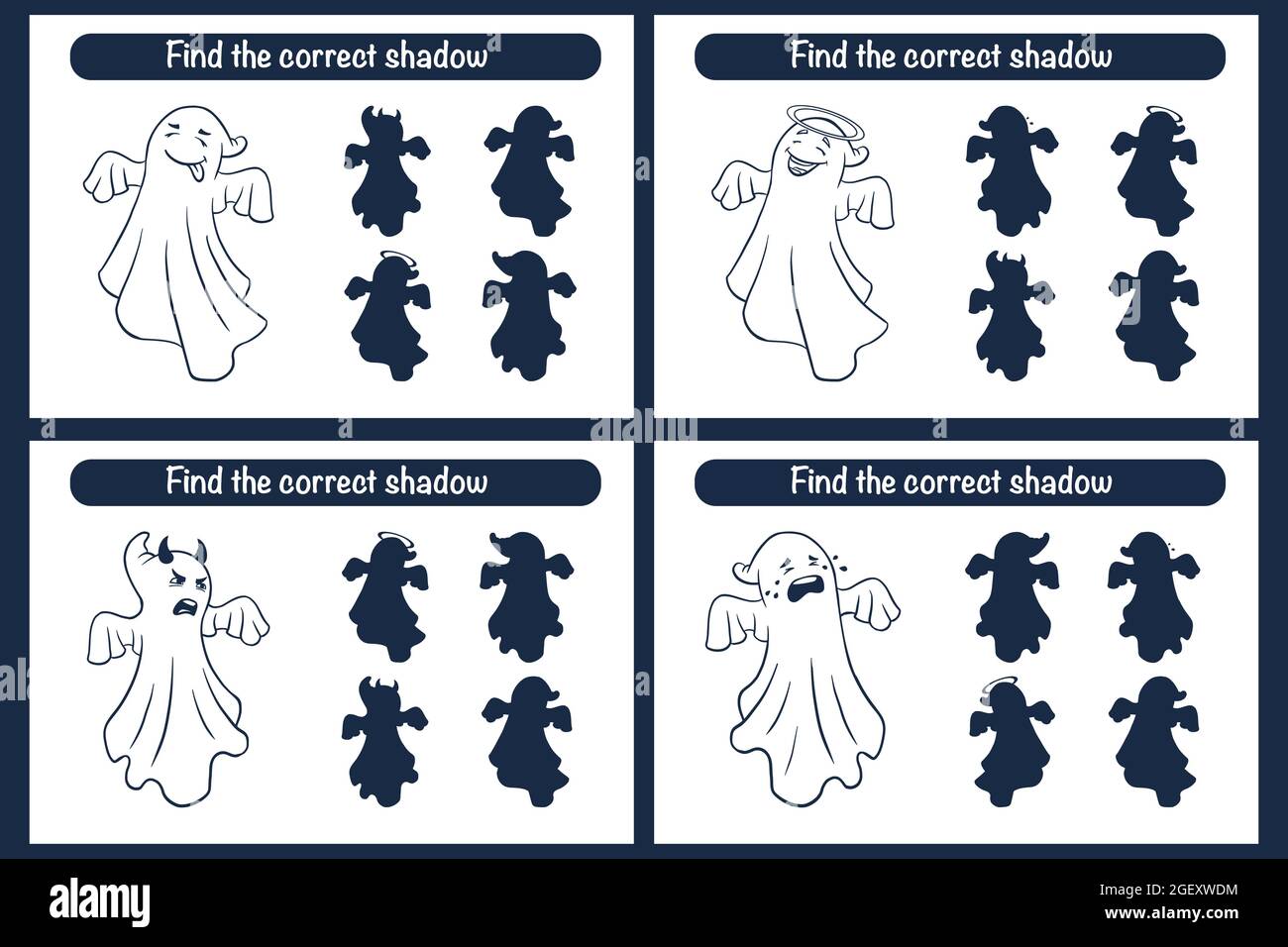 Premium Vector  Educational matching game for kids with spooky halloween  characters