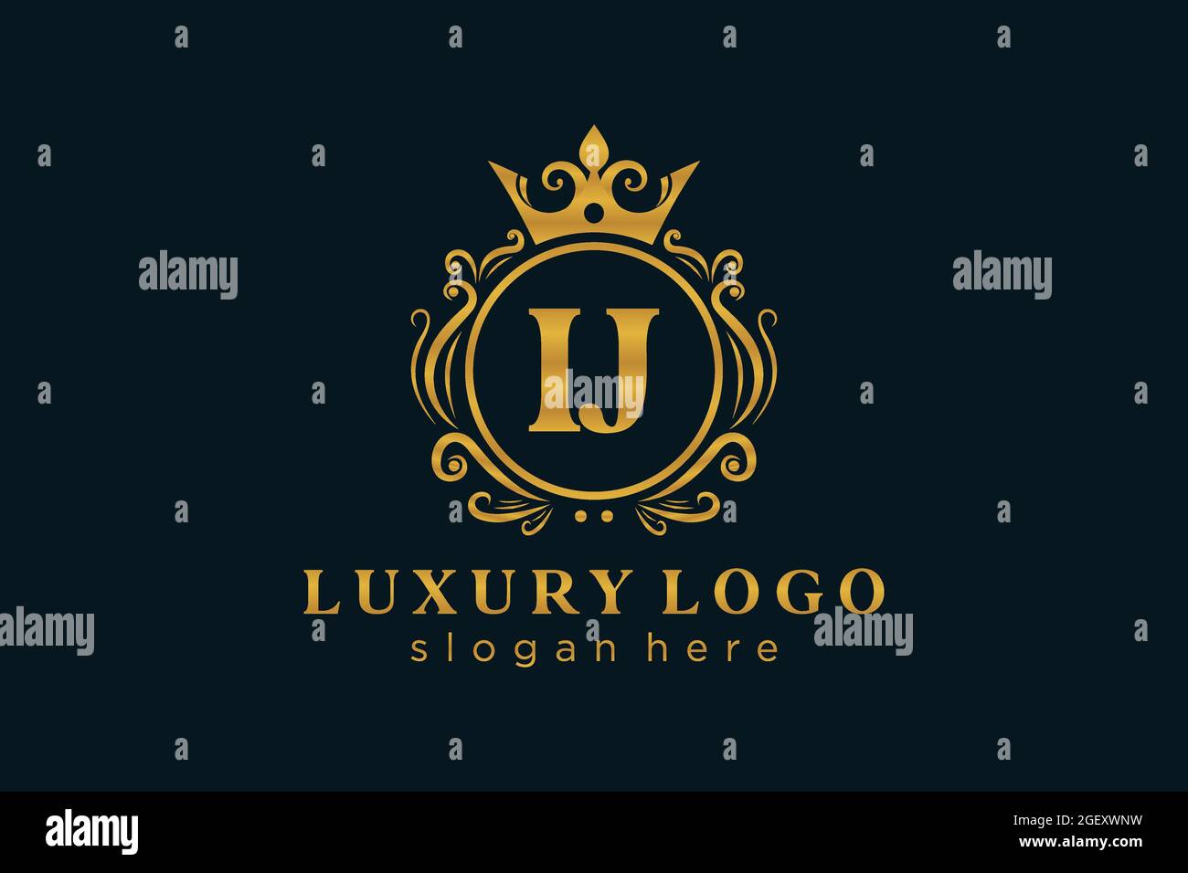 IJ Letter Royal Luxury Logo template in vector art for Restaurant ...