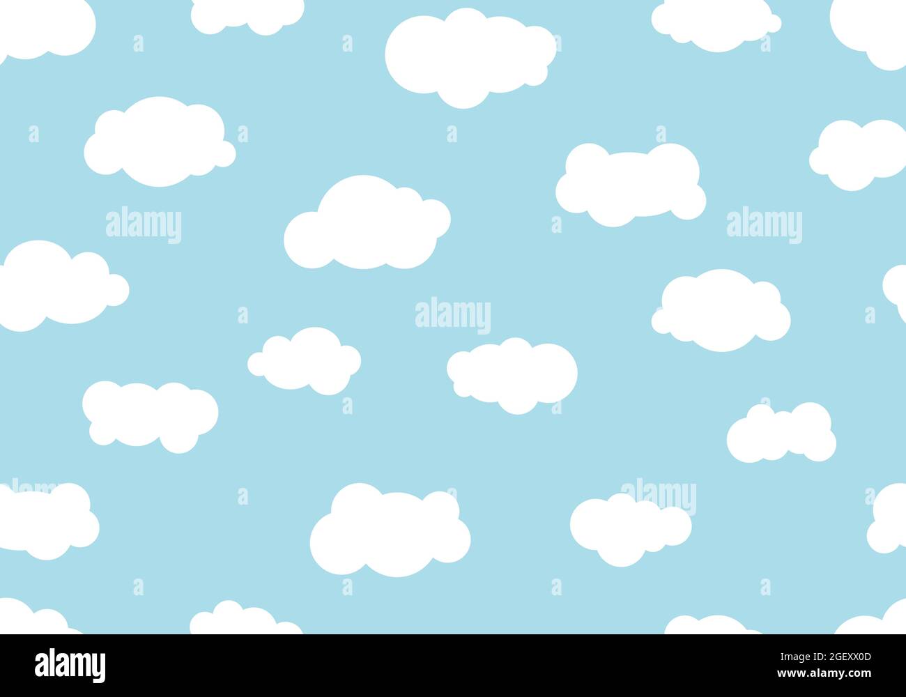 Seamless pattern hand drawn cloudy different on blue sky background. Vector illustration Stock Vector