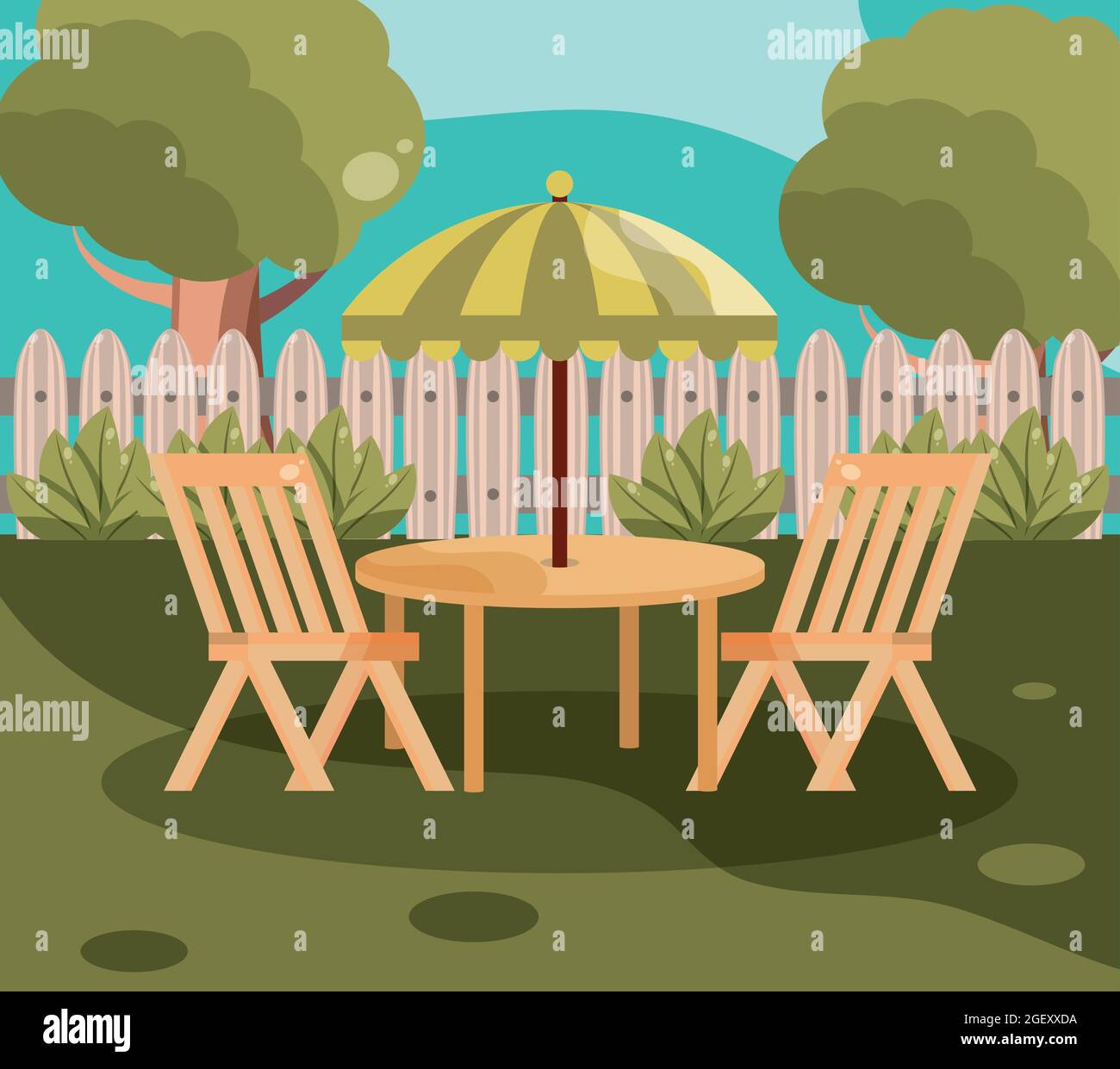 backyard table and chairs Stock Vector Image & Art Alamy