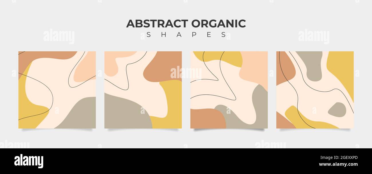 Set of 4 abstract organic shape banner in pastel color Stock Vector