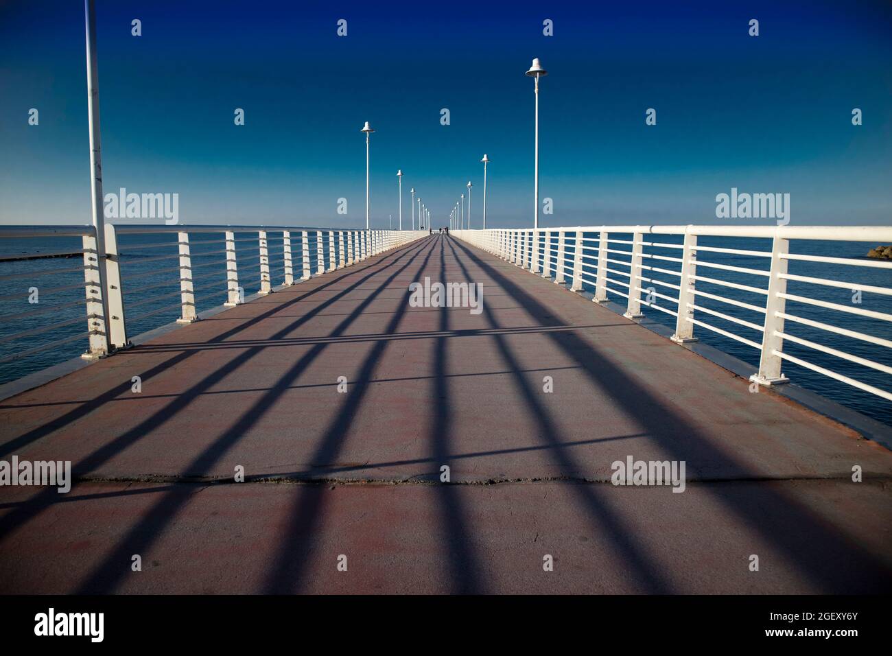 View of the white pier of Marina di Massa Tuscany Italy Stock Photo