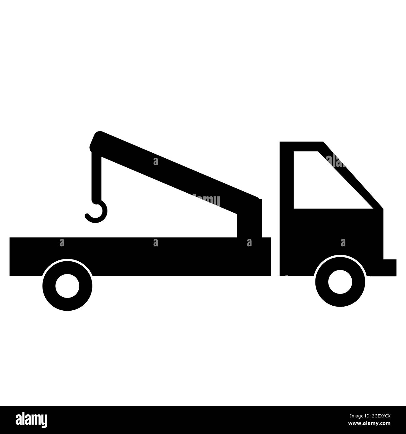 tow truck icon on white background. construction machine sign. wrecker truck symbol. flat style. Stock Photo
