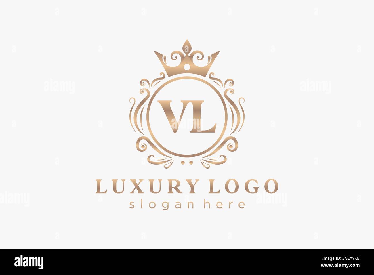 Initial VL Letter Royal Luxury Logo template in vector art for