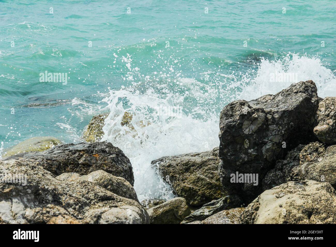Beach wave rock sea splashing hi-res stock photography and images - Alamy