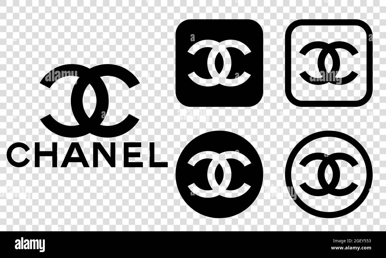 Vinnytsia, Ukraine - August 18, 2021. Set of Chanel Logo. Vector Icons Transparent Background Stock Vector