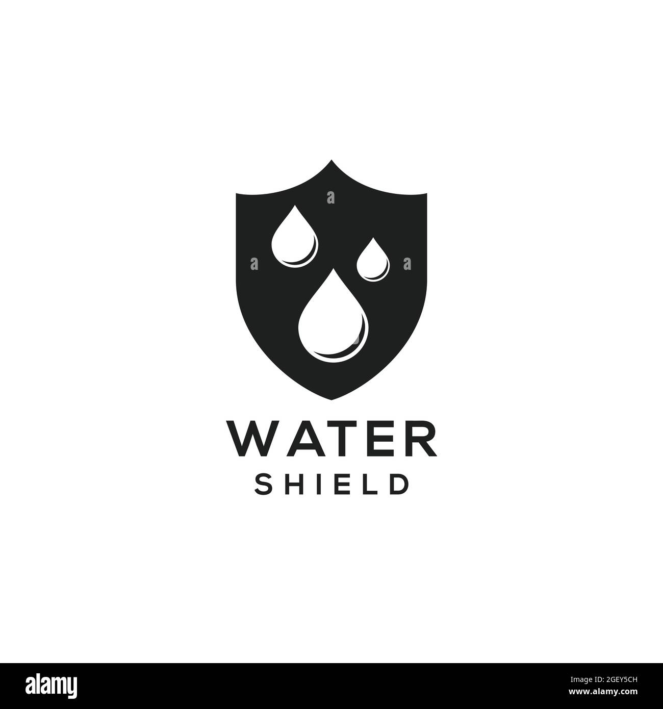 Water dropping with shield logo design vector in black and white color simple modern minimalist for business company or industry Stock Vector