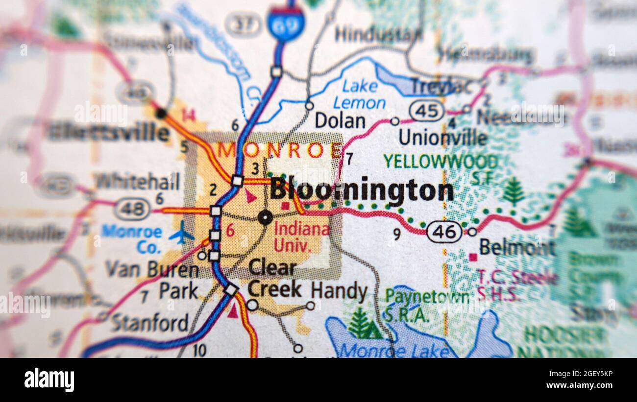 Map of bloomington hi-res stock photography