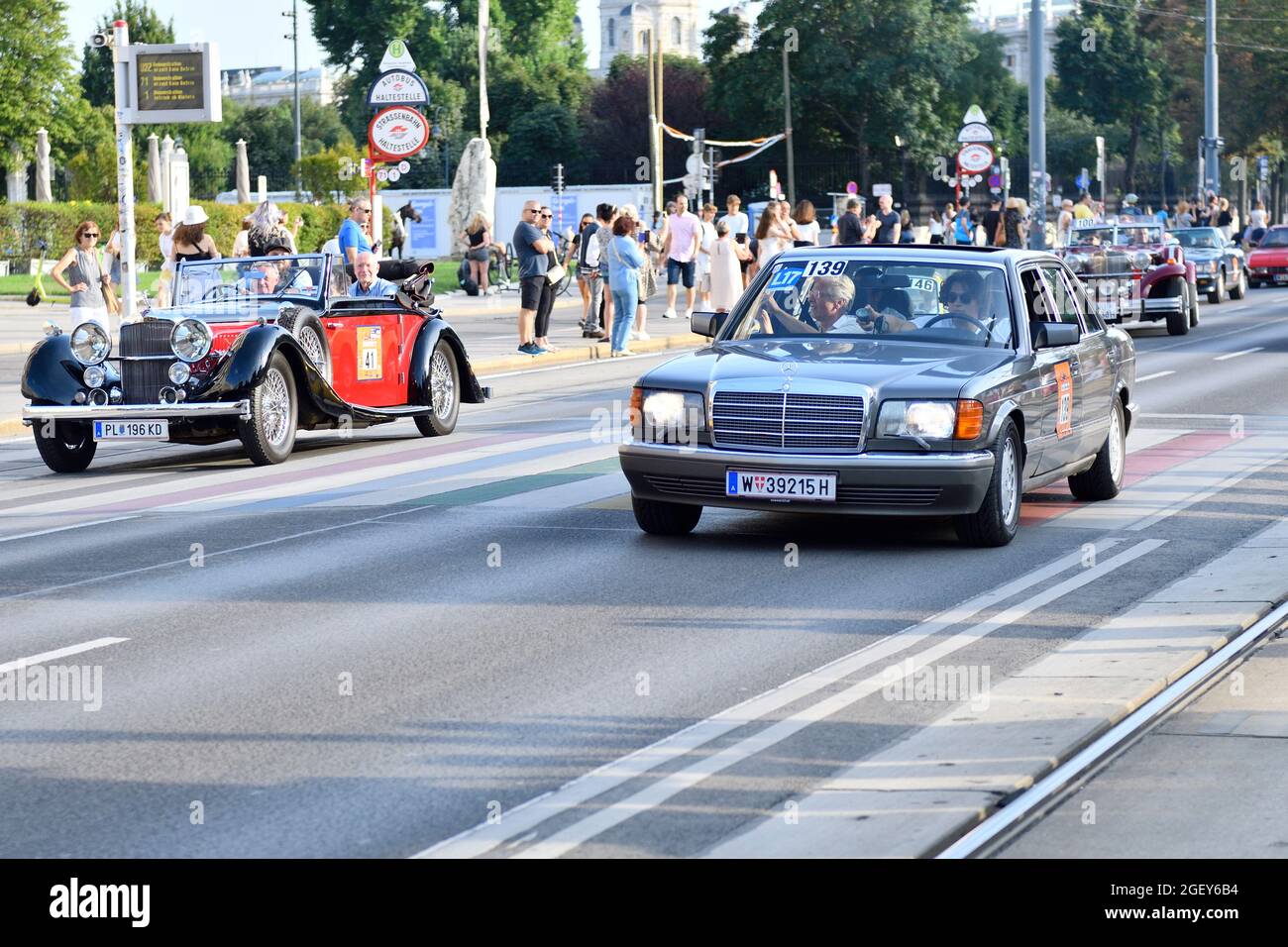 Vienna Austria The Vienna Classic Days 21 22 August 2021 The Rolling Automobile Museum In The Middle Of Vienna Probably Alvis 4 3 1939 And Mercedes Benz W126 560sel 1986 In Front Stock Photo Alamy