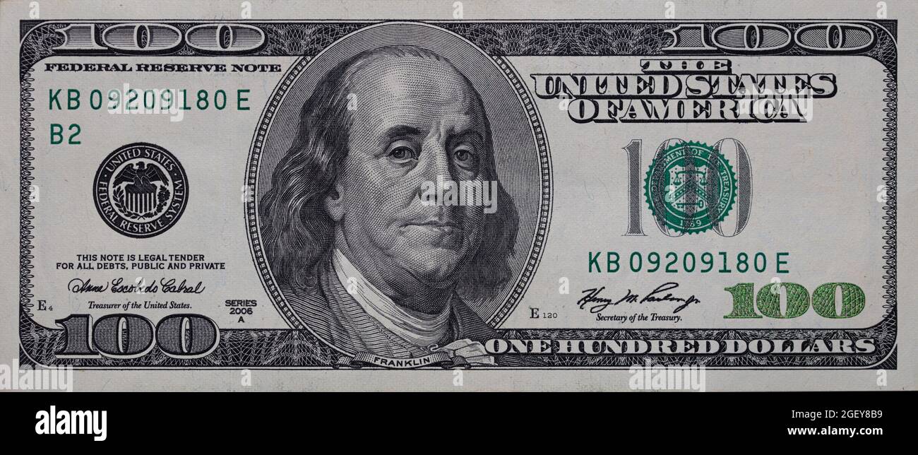 Ancien Billet 100 Dollars Americain Validite old 100 dollar banknote for design purpose Stock Photo - Alamy