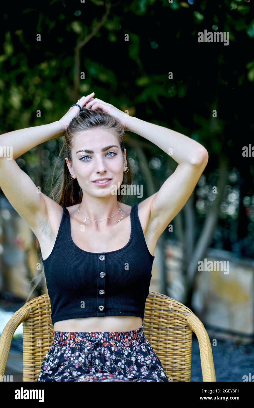 Natural beauty portrait of young woman in her 20´s with long hair and ...