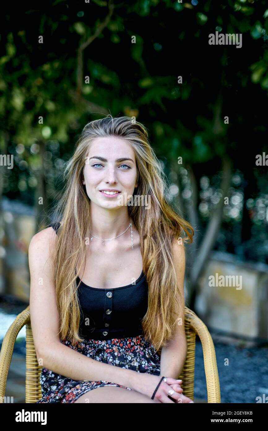 Natural beauty portrait of young woman in her 20´s with long hair and ...