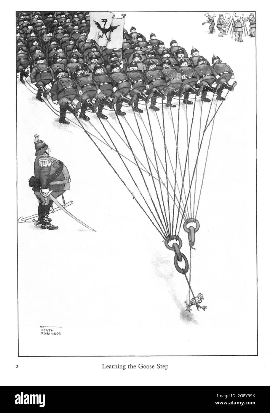 Page from William Heath Robinson (1872-1944) Inventions: Learning the goose step Stock Photo