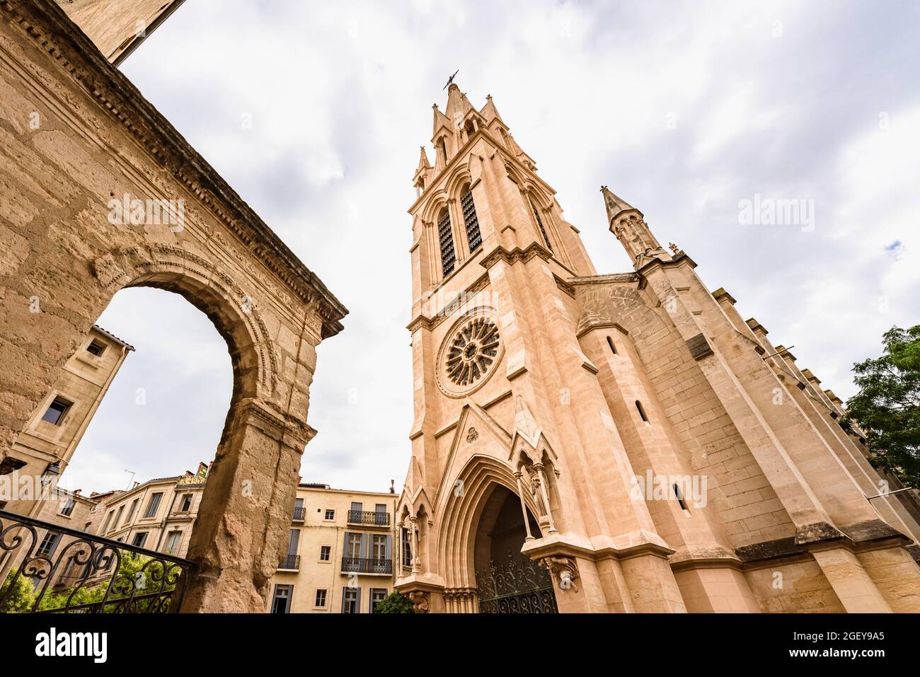Low angle view of a Neo-Gothic church known as Carré de Sainte-Anne in Montpellier. Stock Photo