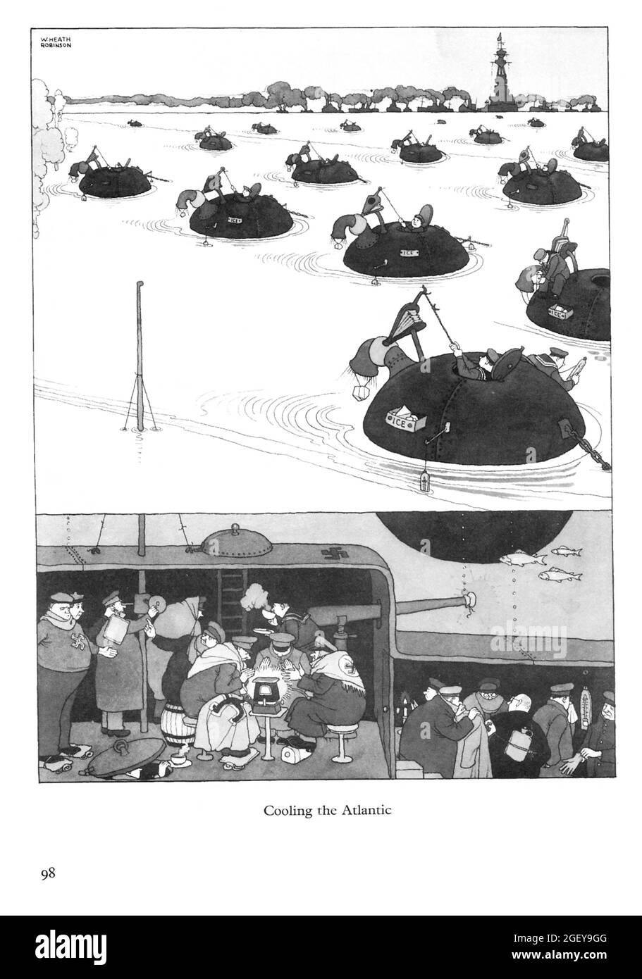 Page from William Heath Robinson (1872-1944) Inventions: Cooling the Atlantic Stock Photo