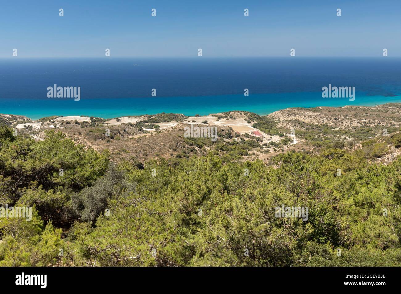 View of countryside and sea from Agios Ioannis Monastery, Kefalos, Kos,  Dodecanese Island, Greece Stock Photo - Alamy