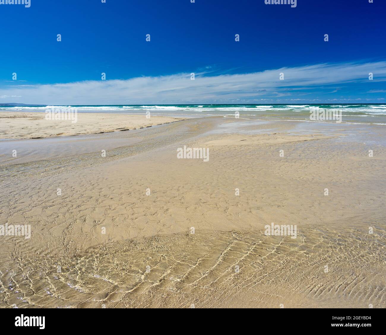 The beautiful golden sandy beach at Porthtowan Cornwall England UK Europe Stock Photo