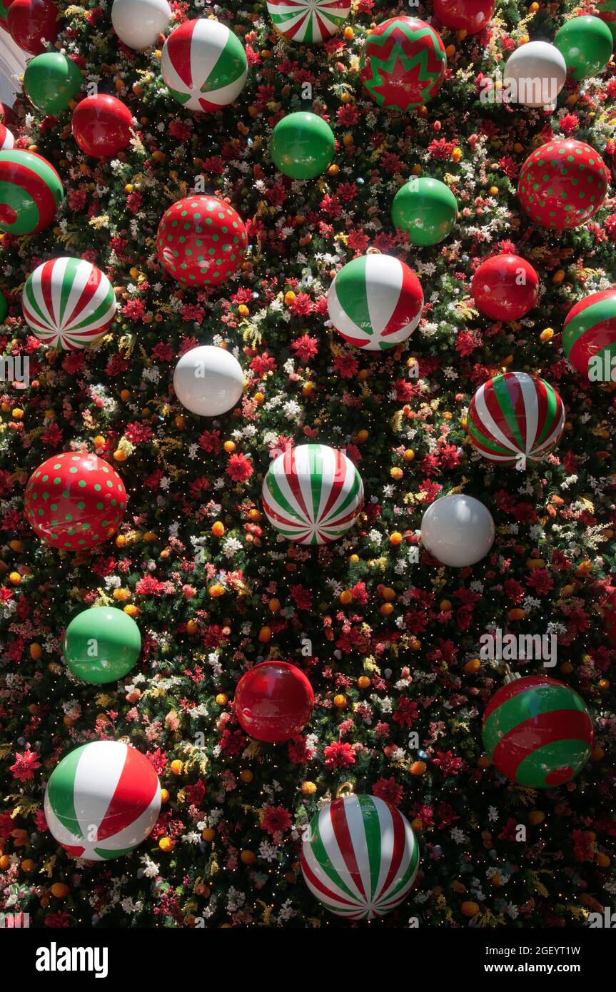 Sydney Australia, close up of Christmas tree decorations in Martin Place Stock Photo