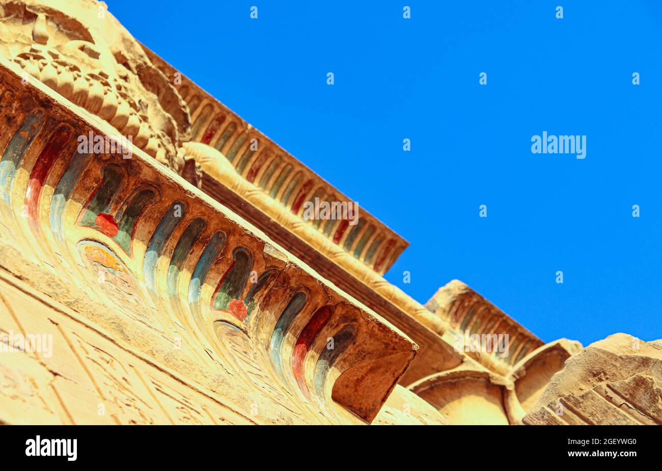 colorful facade of temple of Kom Ombo, Aswan governorate, Egypt Stock Photo
