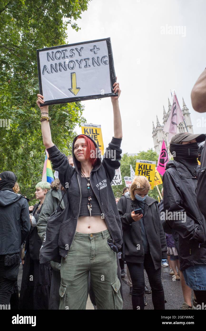 Members across XR and BLM return to London after a short Hiatus to protests against The Police, Crime, Sentencing and Courts Bill Stock Photo