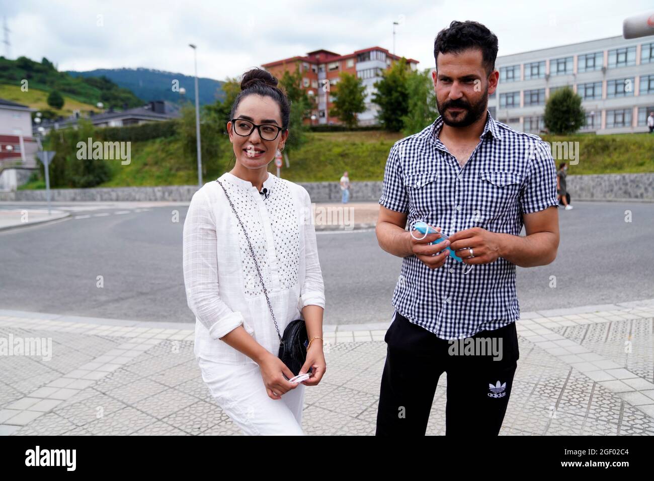 Afghan national women's wheelchair basketball team captain Nilofar Bayat  stands with her husband Ramish Naik Zai in Bilbao, Spain, August 22, 2021.  REUTERS/Vincent West Stock Photo - Alamy