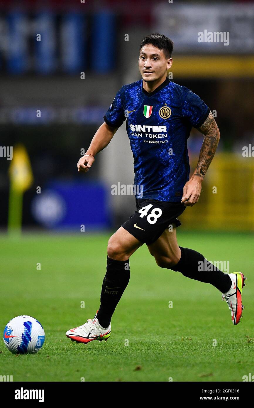 Milan, Italy. 21 August 2021. Martin Satriano of FC Internazionale in action during the Serie A football match between FC Internazionale and Genoa CFC. Credit: Nicolò Campo/Alamy Live News Stock Photo