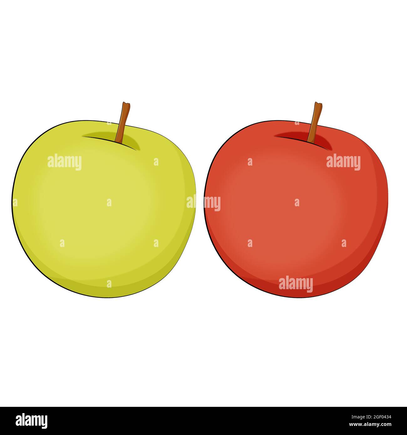 Two apples isolated on white background. Vector illustration. Stock Vector