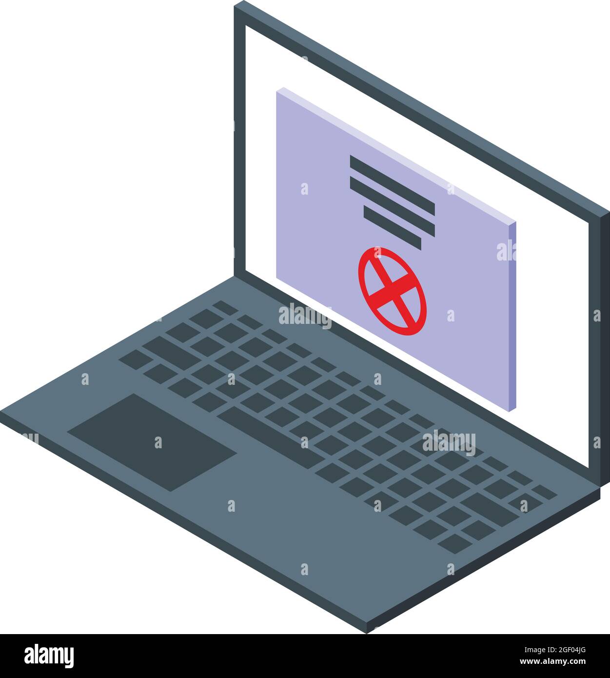 Blocked laptop icon isometric vector. Banned user. Expel device Stock ...