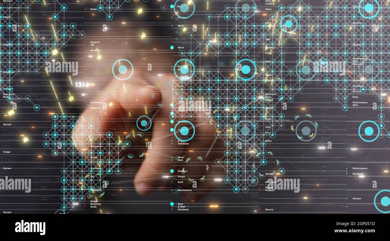 A male's hand pointing to an illustration of the world map Stock Photo ...