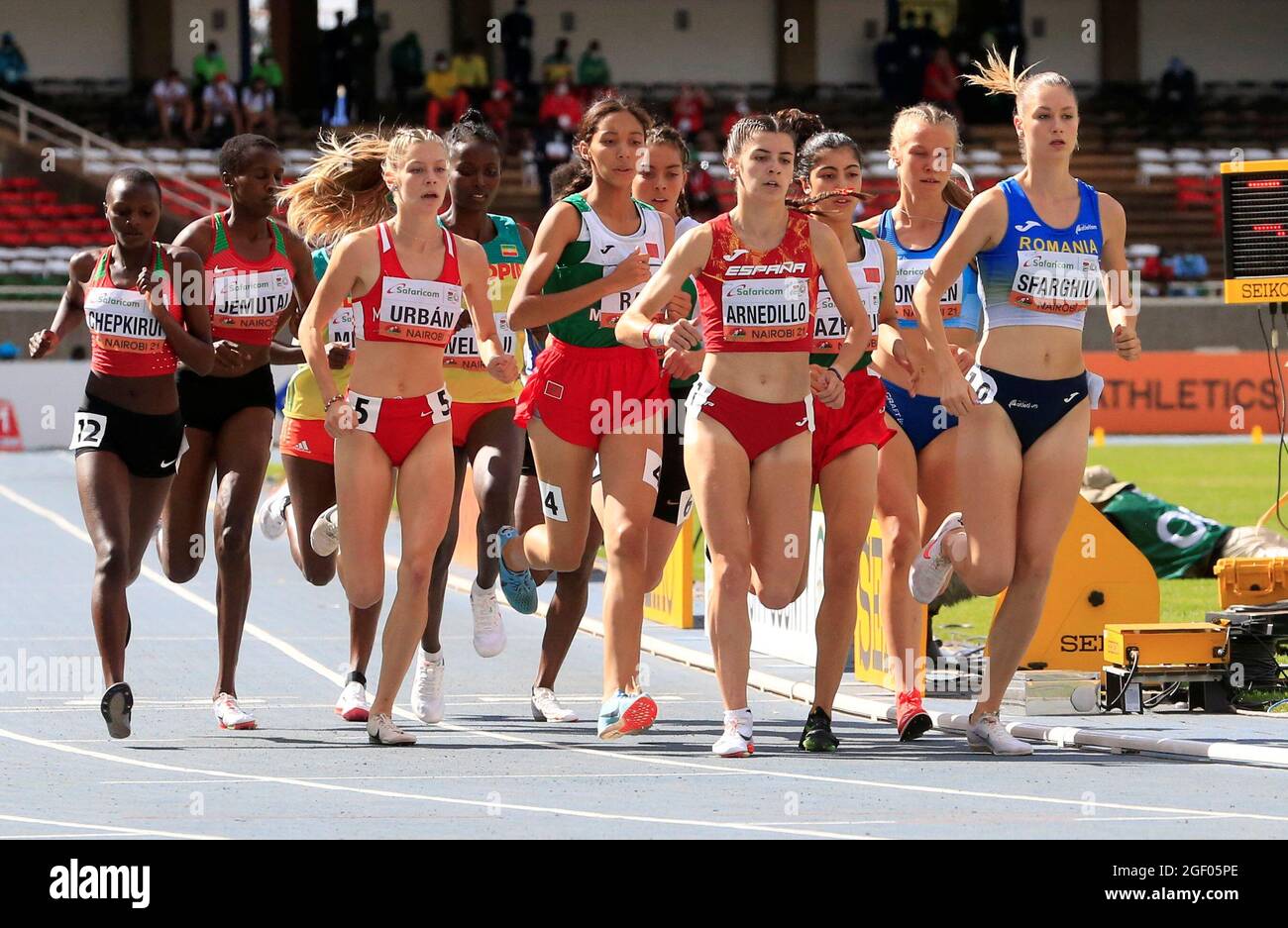 Athletics - 2021 World Athletics U20 Championships - Athletes compete in the Women's 1500m Final - Kasarani Stadium, Nairobi, Kenya - August 22, 2021. REUTERS/Thomas Mukoya Stock Photo