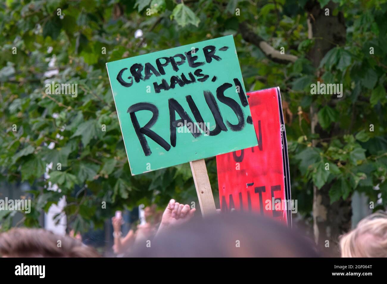 Billboard Grapperhaus Raus At The Unmute Us Demonstration At Amsterdam The Netherlands 21-8-2021 Stock Photo