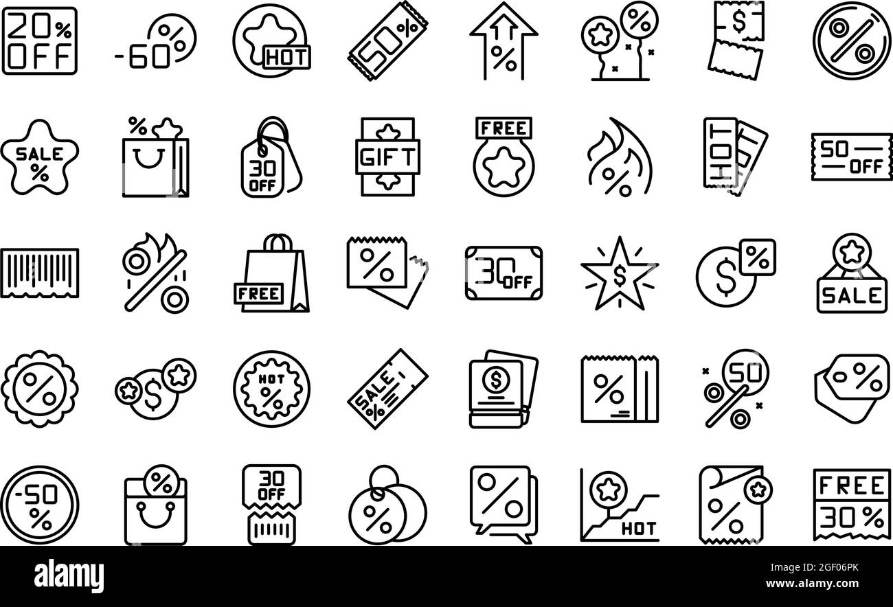 Promotional code icons set outline vector. Coupon discount. Percent price  Stock Vector Image & Art - Alamy