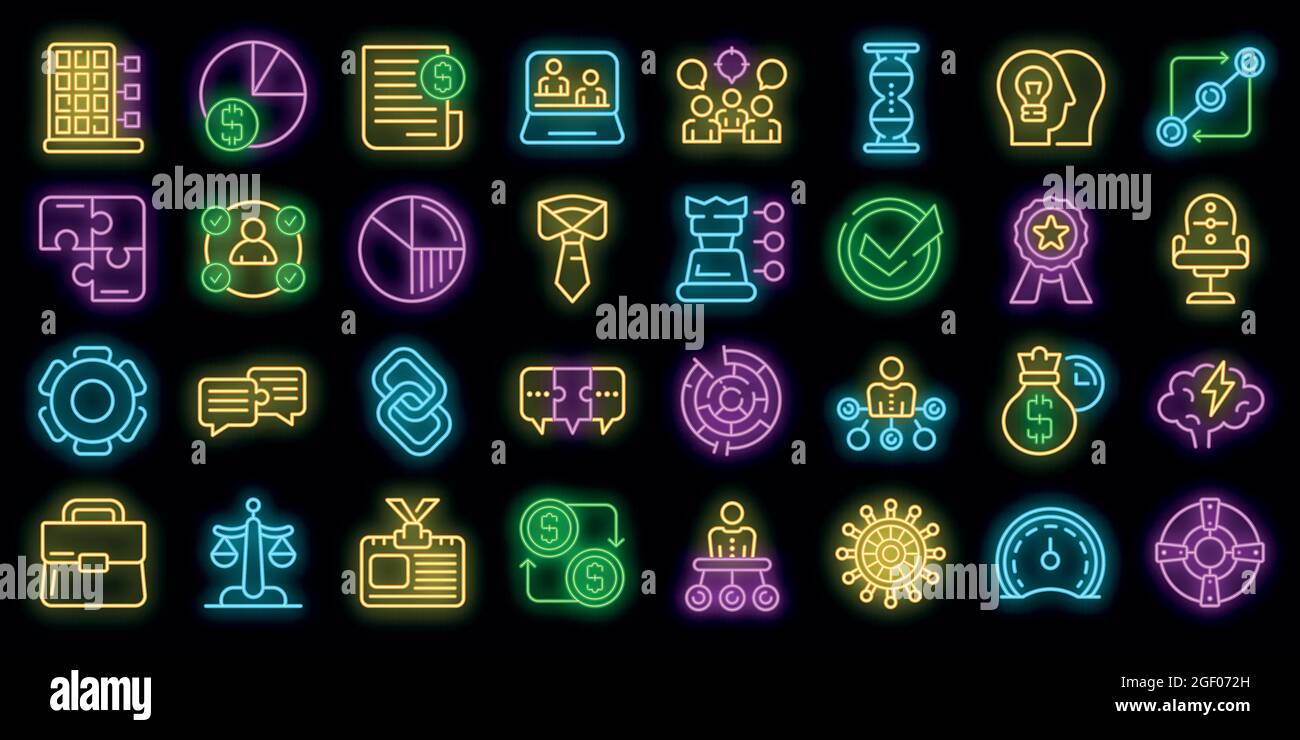 Business collaboration icons set. Outline set of business collaboration ...