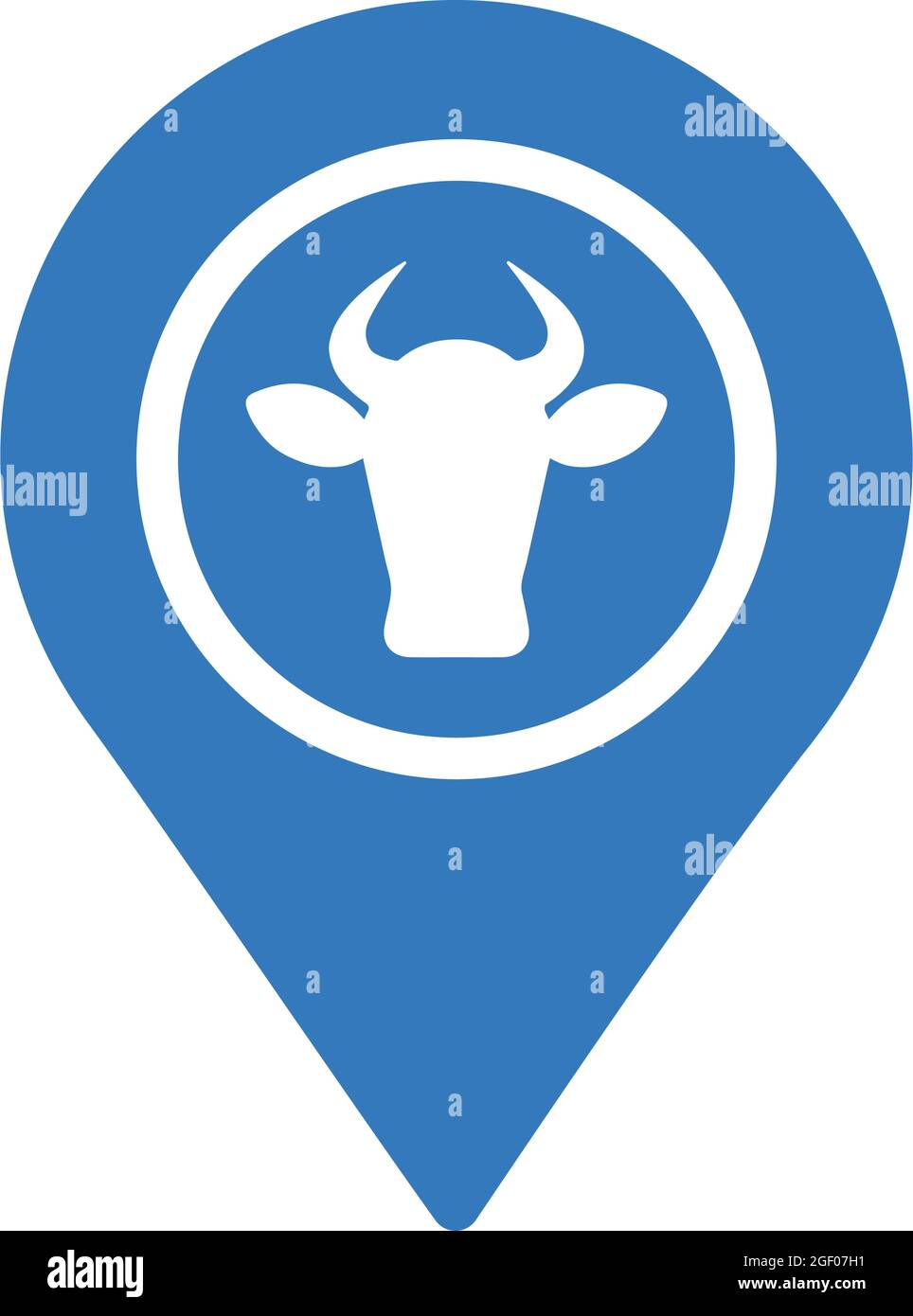 Cow place, cattle farm location icon is isolated on white background ...