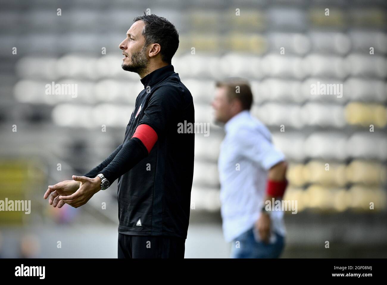 Virton's new head coach Christophe Gregoire pictured during a soccer match between Lierse Kempenzonen and RE Virton, Sunday 22 August 2021 in Lier, on Stock Photo