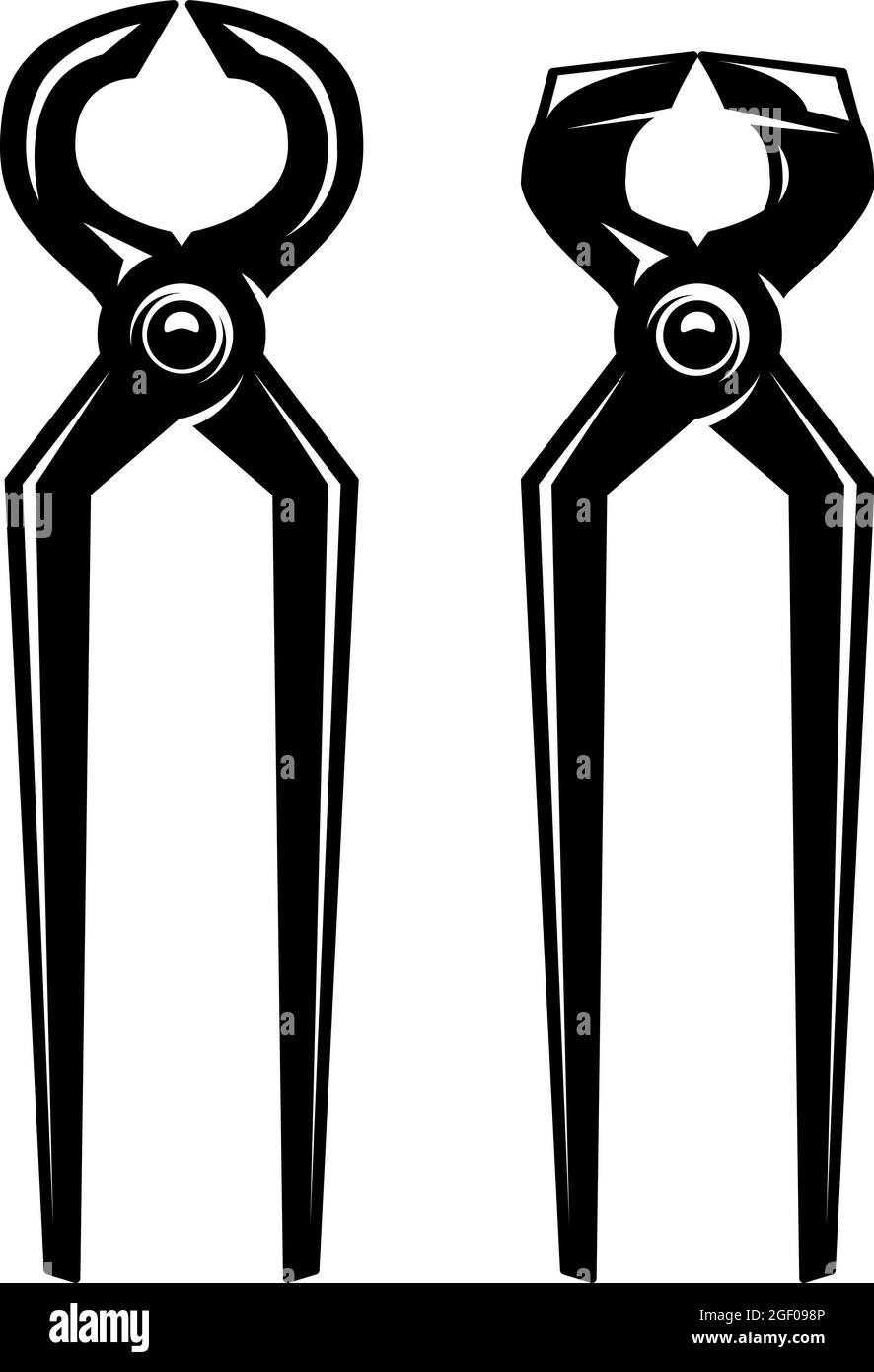 Illustration of blacksmith pliers. Design element for logo, label, sign, emblem, poster. Vector illustration Stock Vector