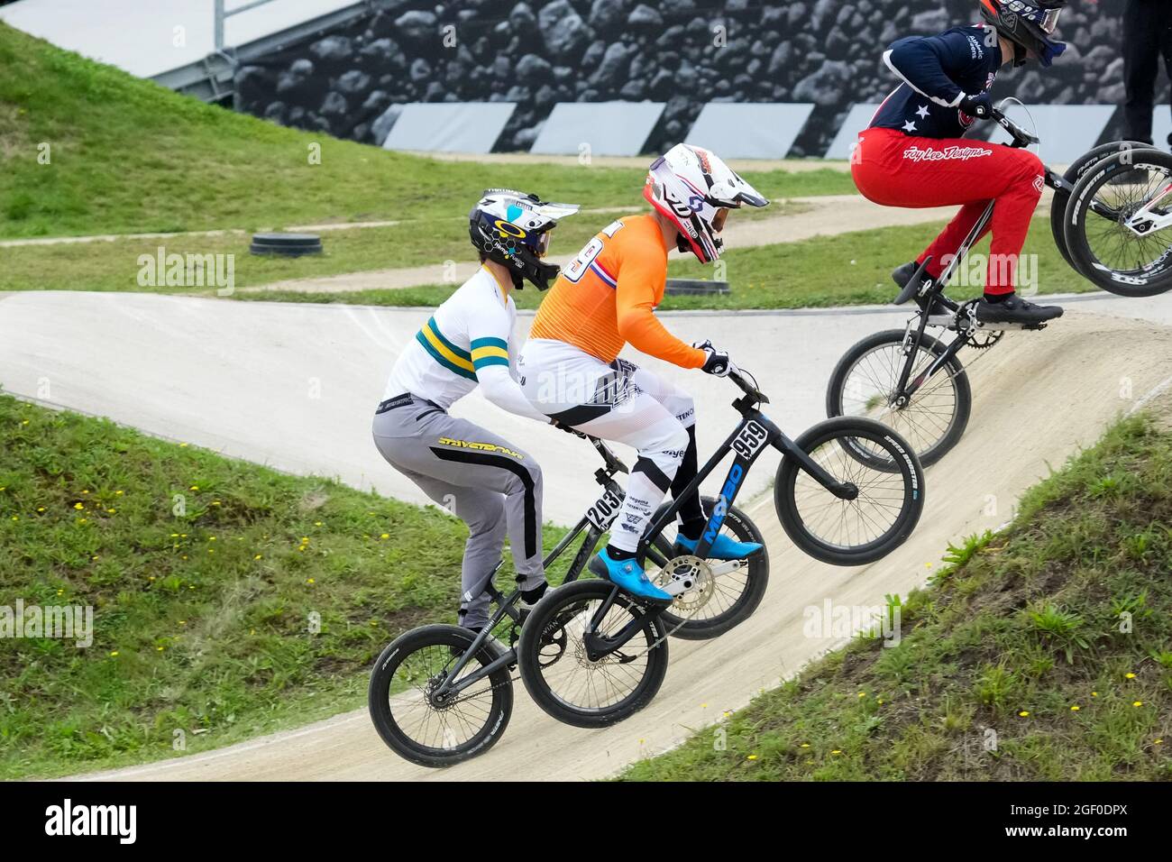 Arnhem, Netherlands. 22nd Aug, 2021. ARNHEM, NETHERLANDS - AUGUST 22:  Mitchel Schotman of the Netherlands competes in final during the 2021 UCI  BMX World Championships at Papendal on August 22, 2021 in