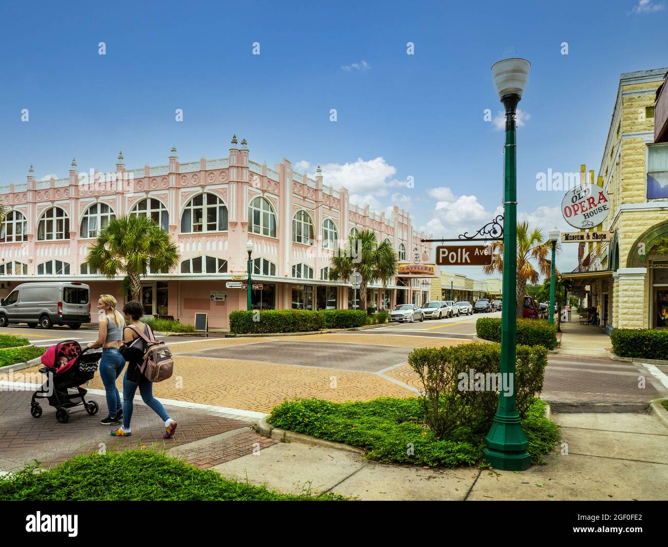Oaks Street ion the old historic district of Arcadia Florida USA Stock