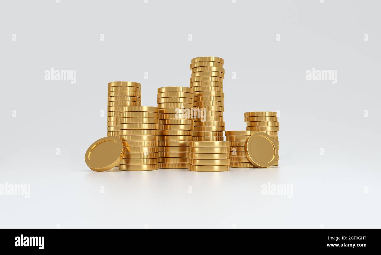 Stack of gold coins on white background. prosperity concept. 3d rendering. Stock Photo